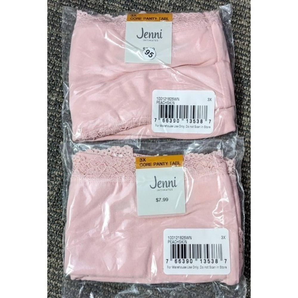 2 Pair Bikini Cotton Blend Panties Womens‎ 3X Lace Trim Underwear Jenni NWT